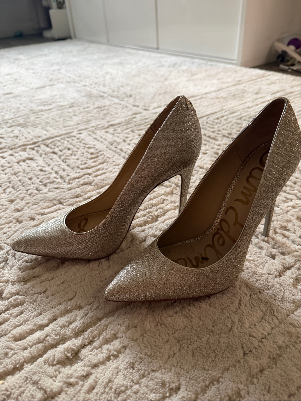 Sam Edelman Sparkling Champagne Pointed Toe Stilettos